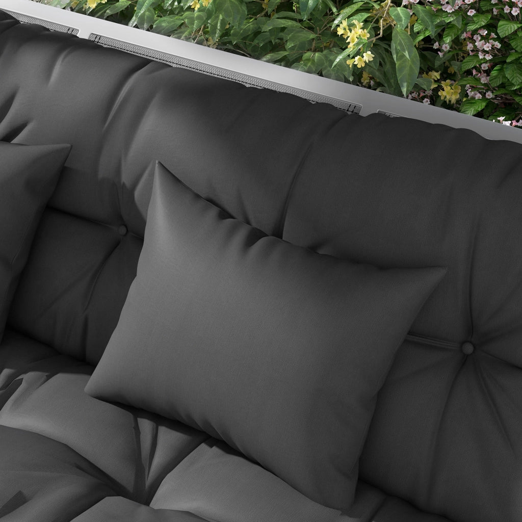 Set 4 Cuscini da Giardino con Imbottitura ¨C Minimal ¨C Poliestere Grigio Carbone