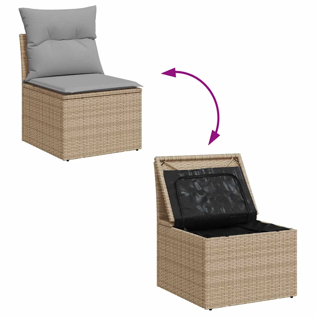 Set Divano da Giardino con cuscino 4 pcs Beige Poly Rattan 3360181