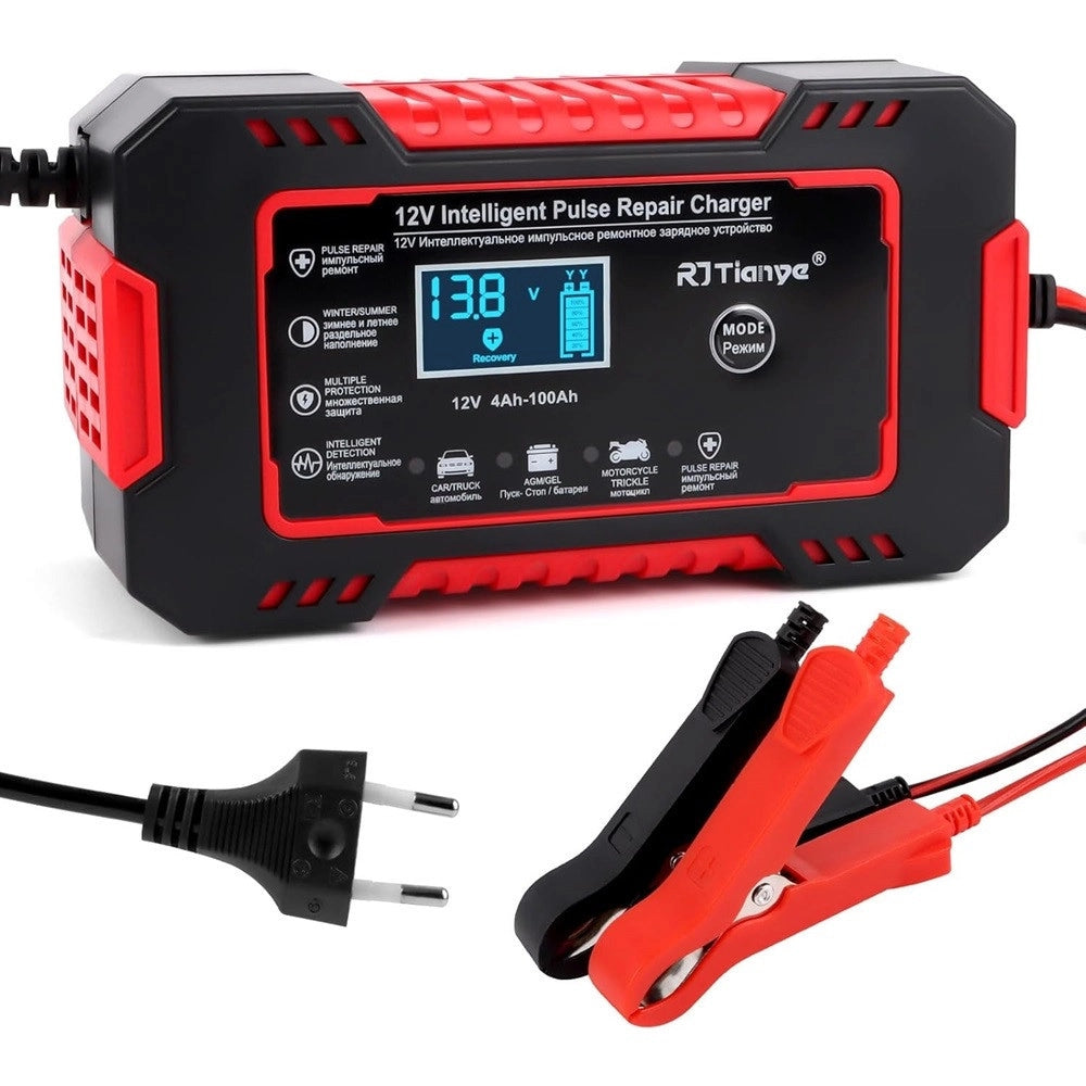 Trade Shop - Caricabatterie Auto 6a 12v Mantenitore Batteria Compensazione Temperatura Moto Tosaerba Barca -