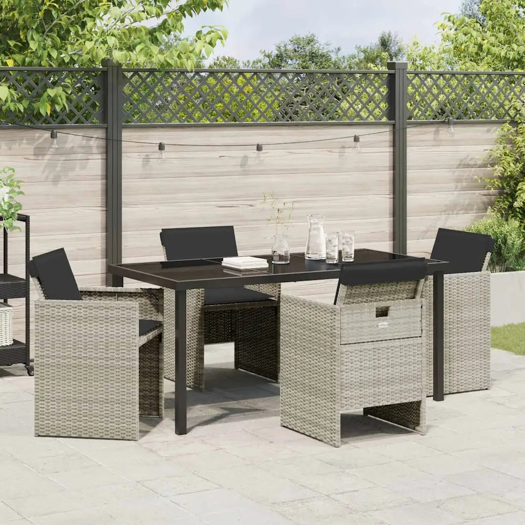 Set da Pranzo per Giardino 5 pcs Grigio chiaro polyrattan