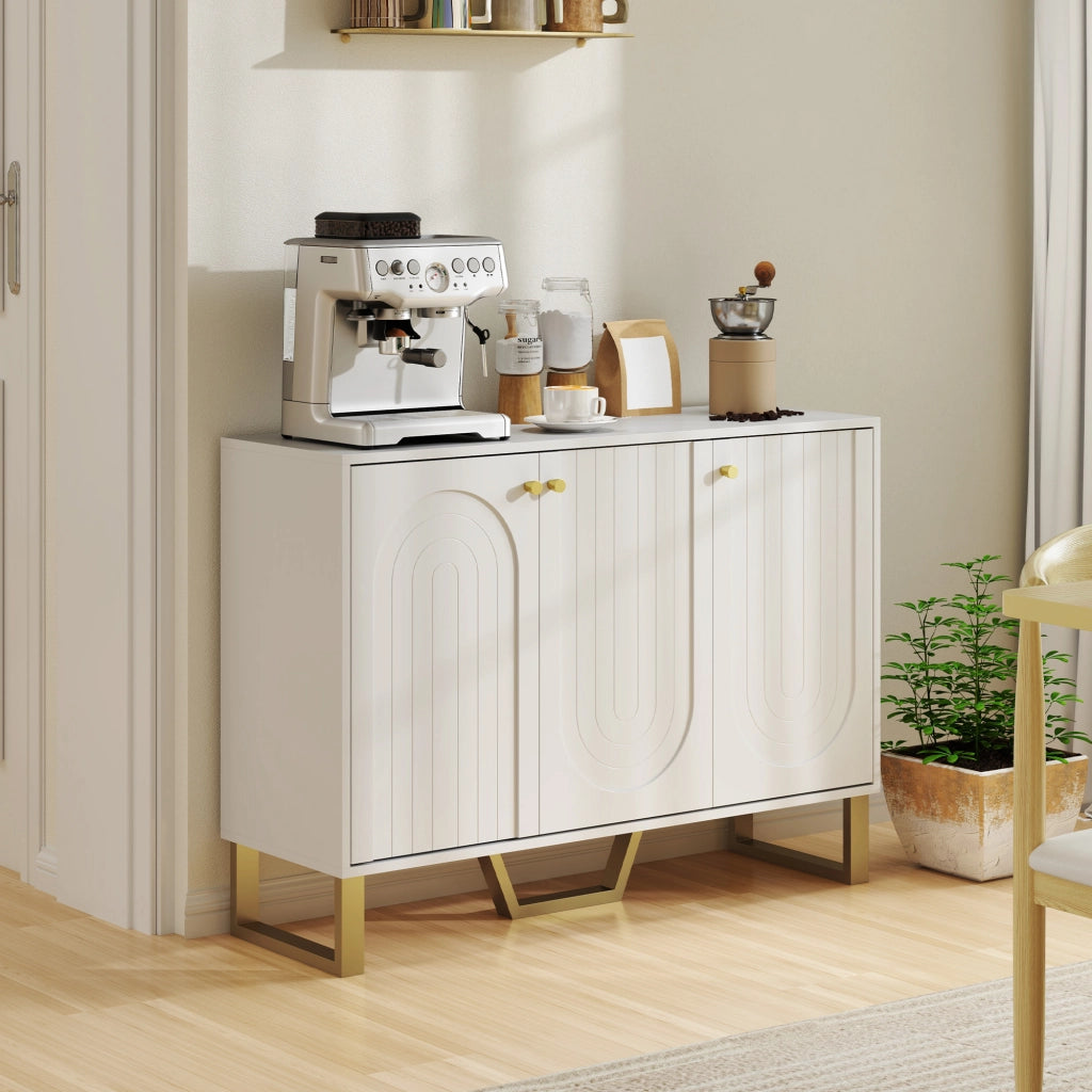 Mobile TV con cassetti e scaffali regolabili ¨C Minimal ¨C 106.5x35x77.5 cm, bianco