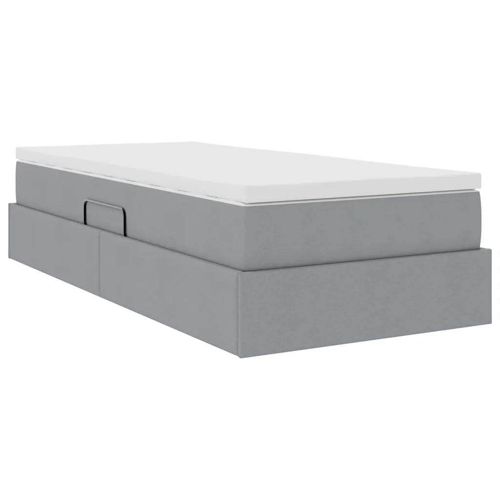 Letto con contenitore e materasso Grigio chiaro 100 x 200 cm