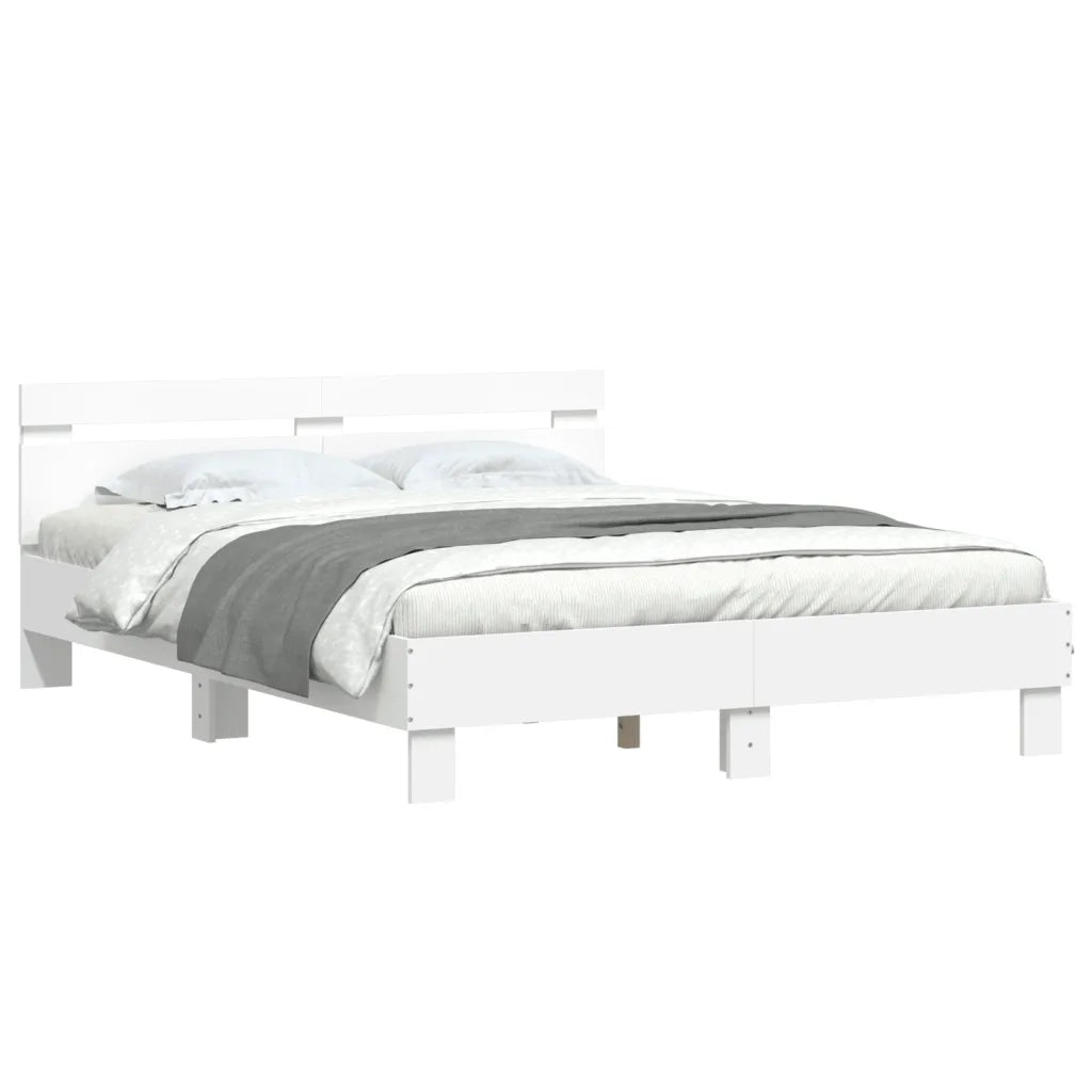 Giroletto con Testiera e LED Bianco 140x190 cm 3207560