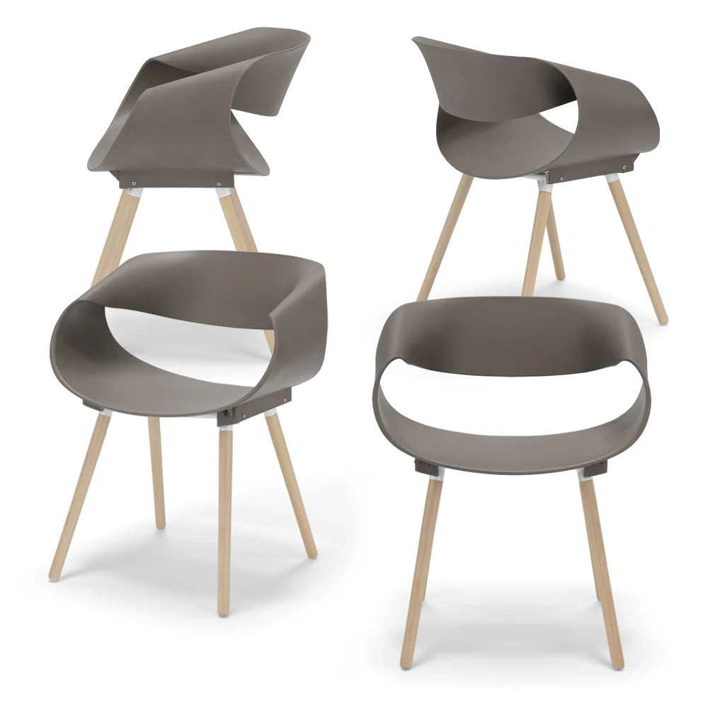 Set 4 sedie in polipropilene DILETTA con gambe in faggio, resistente ai raggi UV, design moderno, ideale per sala da pranzo, cucina, sala d’attesa, bar, ristoranti, colore Petrolio