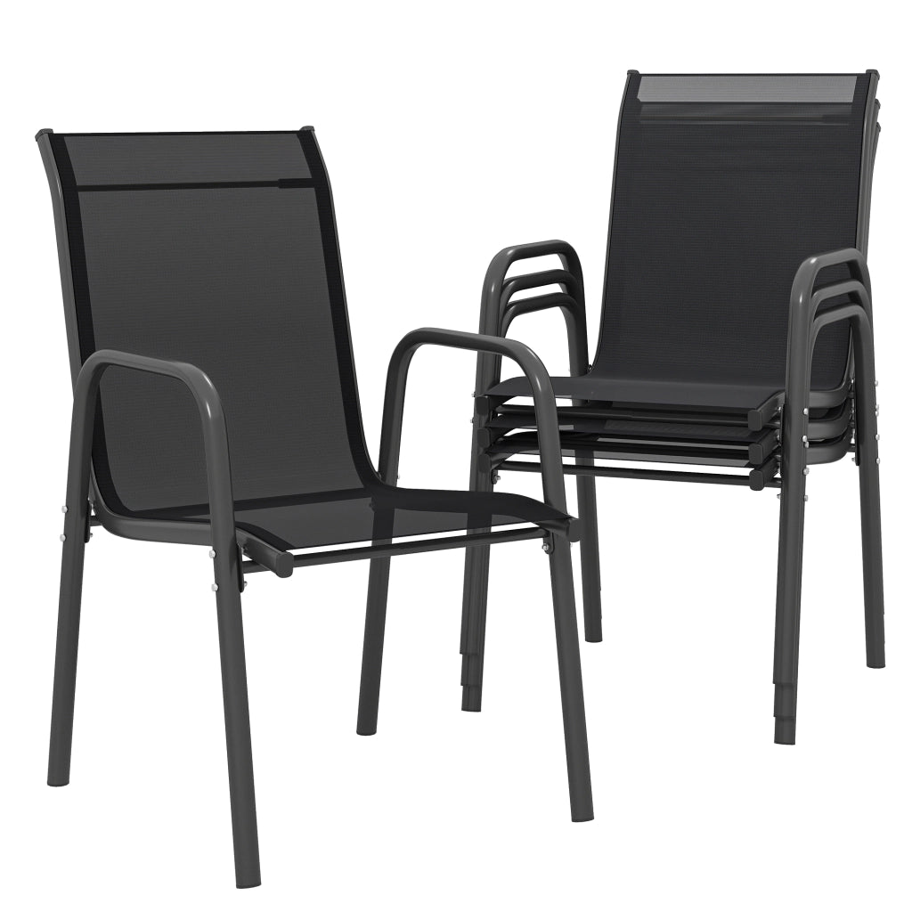 Sedia da pranzo con braccioli ¨C Minimal ¨C set 4 pezzi, impilabile, esterno, nero