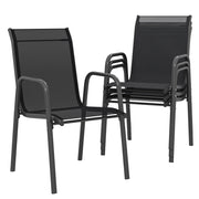 Sedia da pranzo con braccioli ¨C Minimal ¨C set 4 pezzi, impilabile, esterno, nero