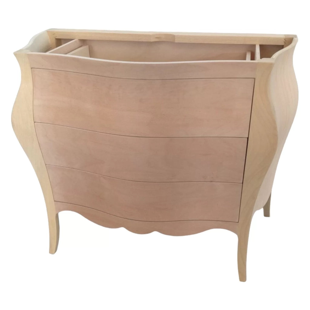 Mobile bagno bombato 3 cassetti grezzo  l.118 p.55 h.82 - Mobili 2G