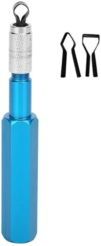 Strumento per la rasatura del pavimento 5,1 pollici manico in lega di alluminio - Raspa PVC/vinyl - Presa antiscivolo - 3 testine di ricambio - Prodotto duraturo e confortevole - Rasatura pavimenti