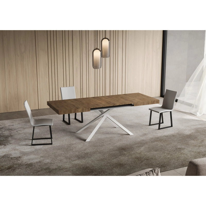 Tavolo allungabile 120/380x90 cm Niket telaio Bianche - Noce