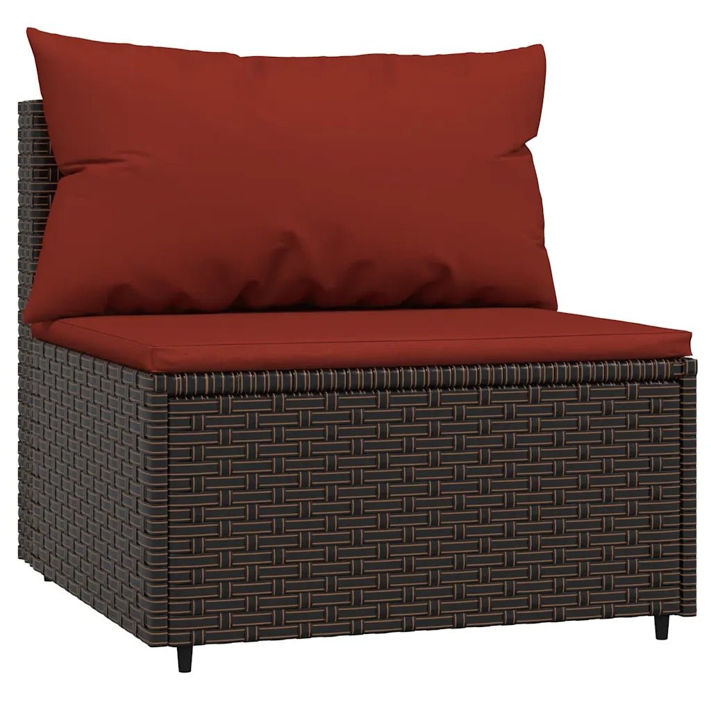 Set Mobili da Giardino 4 pz con Cuscini in Polyrattan Marrone 319815