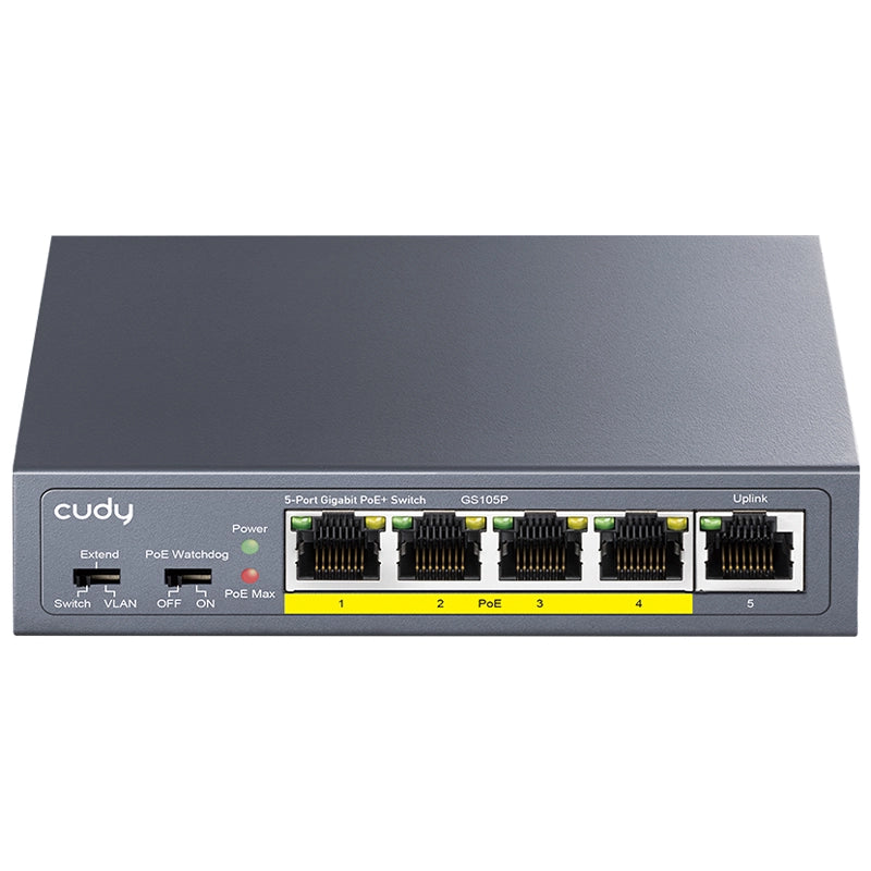 CUDY GS105P - SWITCH 5 PT GIGABIT POE+ 36W