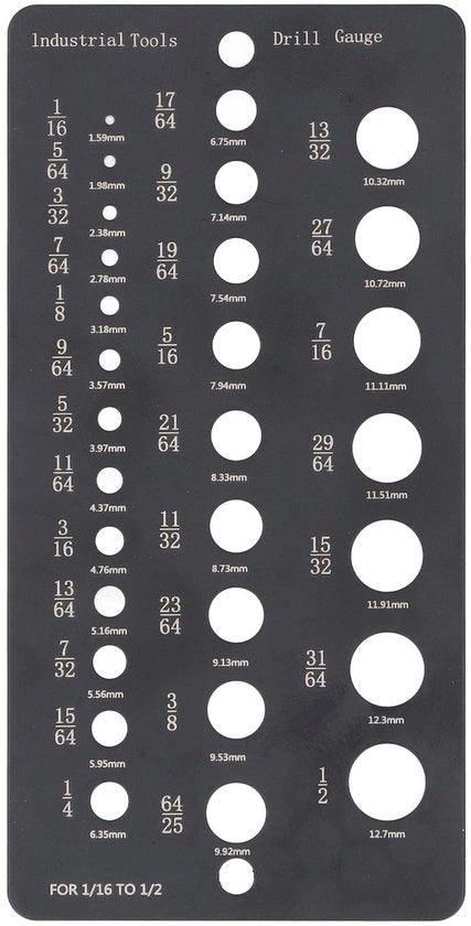 Boormeter 29 Gaten con Doppia Scala di Scala - Rapida Identificazione - Costruzione in Acciaio Inossidabile - Supporto di Sospensione - Misurazioni Precise - Livello di Boormetter