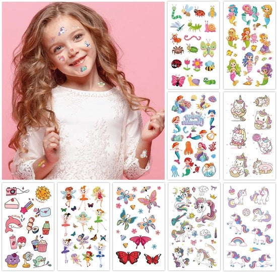 Tatuaggi per Bambini 30 Stelle - Tatuaggi Amichevoli per la Pelle - Tatuaggi Temporanei - Animali/Unicorno/Pirata - Regalo per Bambini - Combinazioni Creative