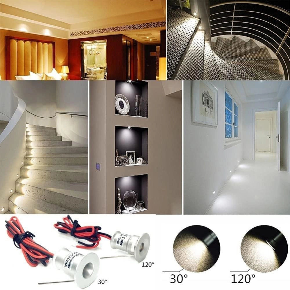 Trade Shop - 9 X Mini Faretto A Led Da Incasso 1w Cree Cob Silver Cielo Stellato Punto Luce -