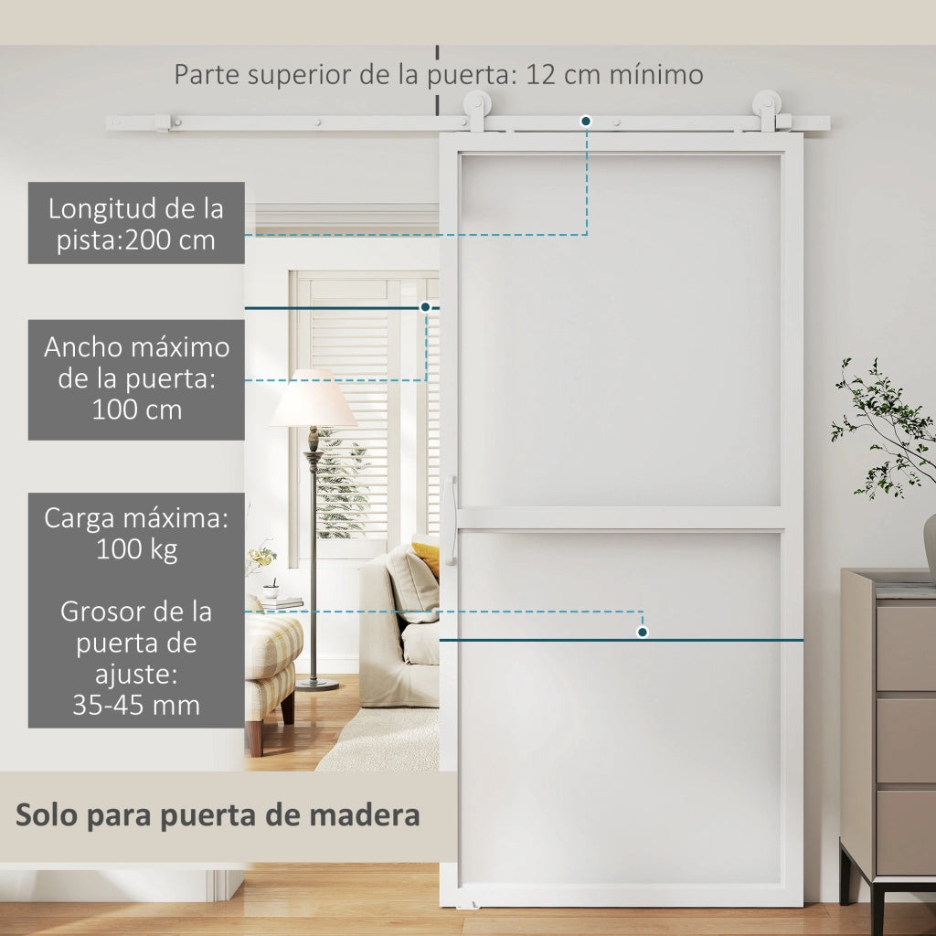 Kit accessori per porte scorrevoli ¨C Minimal ¨C 2 guide e rotaie bianco 200 cm