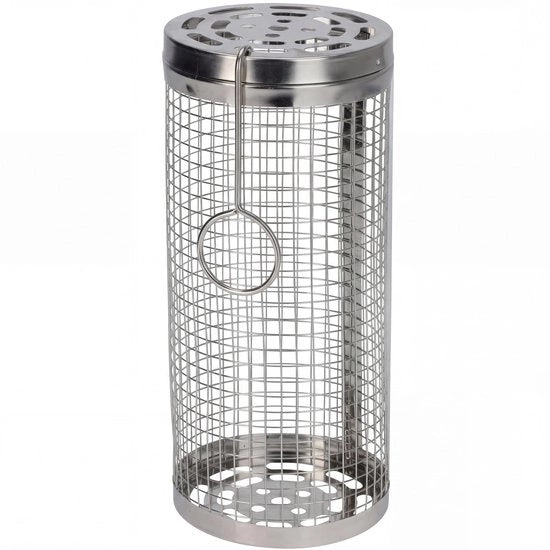 Accessori per BBQ in acciaio inossidabile - cilindrico per verdure/gambette - per grigliare all'aperto - dimensioni 9 x 20 cm - griglia cilindrica