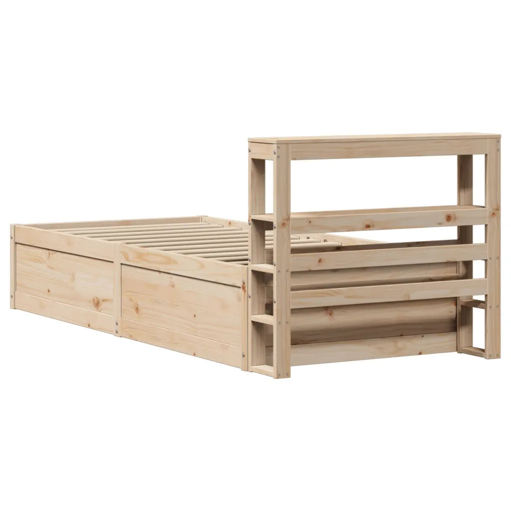 Letto singolo | Letto per adulti | Giroletto con Testiera 90x190 cm in Legno Massello di Pino