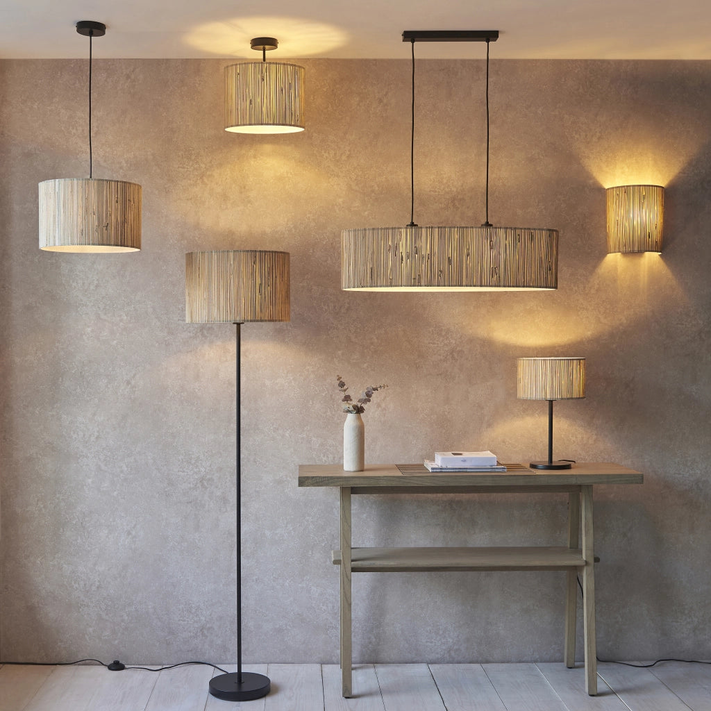Lampada da terra Japandi Longshore erba marina E27 Endon