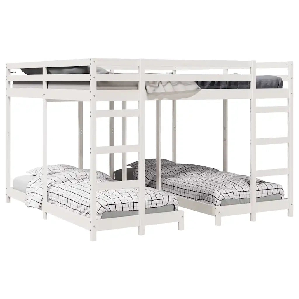 Struttura letto a castello triplo Bianco 200 x 200 cm 3414559