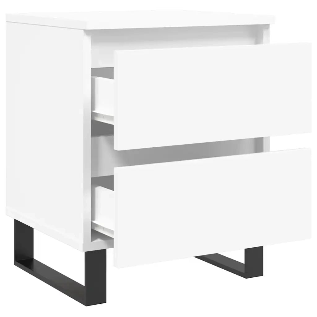 Comodino | Armadio da Notte | Mobiletto da notte Bianco 40x35x50 cm in Legno Multistrato