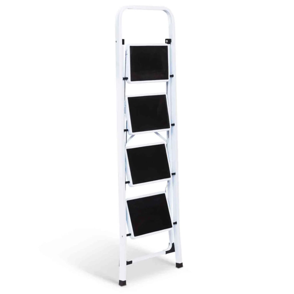 IDMarket - Scaletta pieghevole con 4 gradini antiscivolo e corrimano