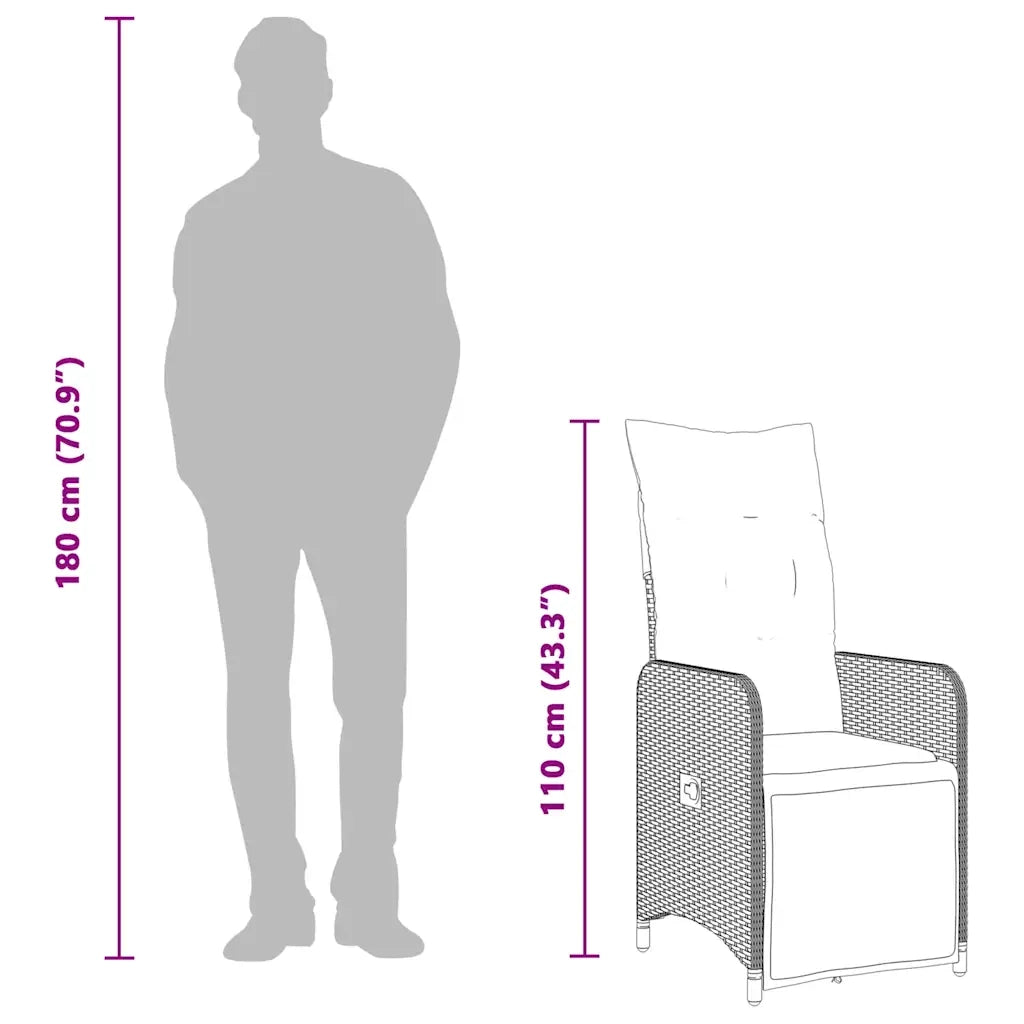 Set Bistrò da Giardino 7 pz con Cuscini in Polyrattan Grigio 3277171