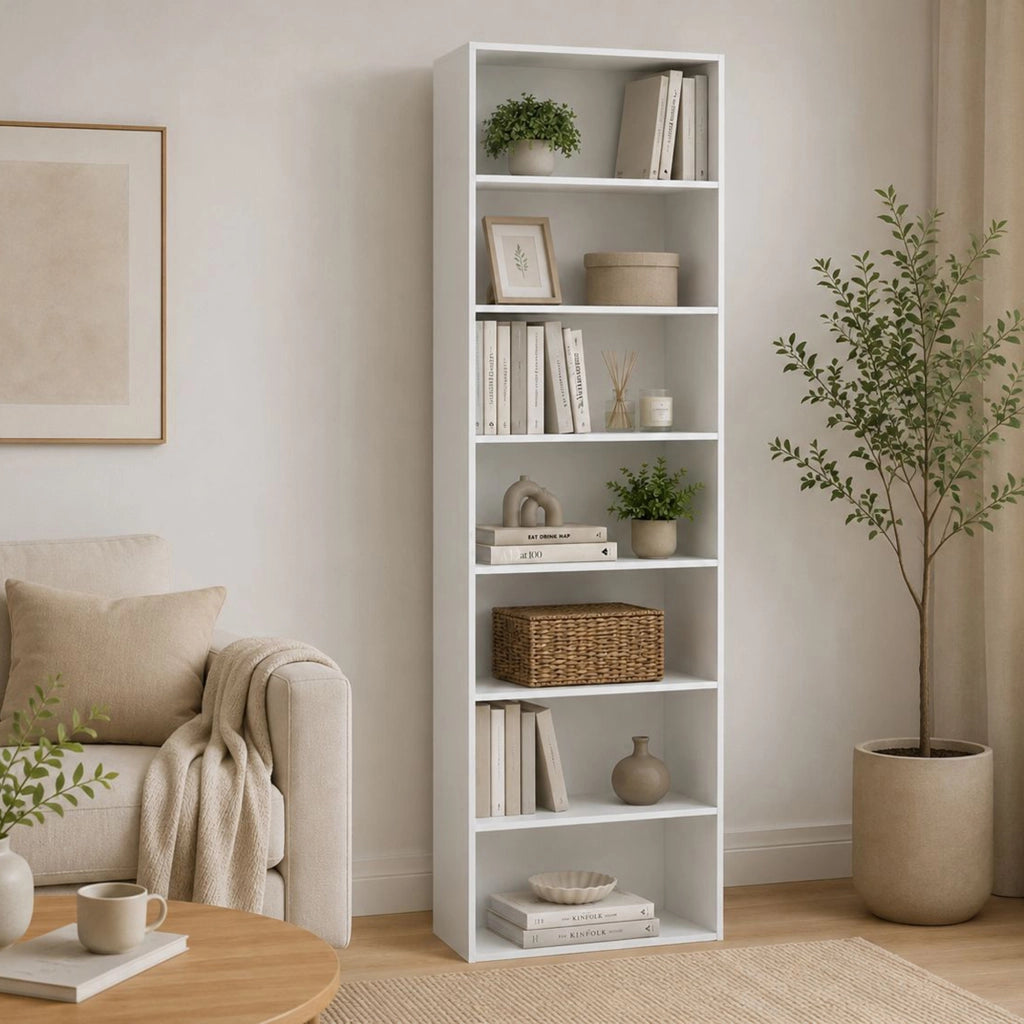 Biblioteca Lika, Libreria 6 Ripiani, 80x33x234h cm Bianco