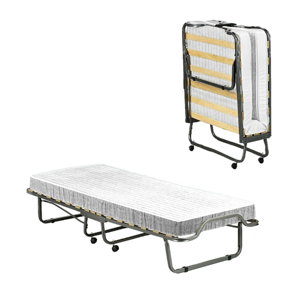 Letto pieghevole Ace, Brandina con rete 15 doghe, Materasso incluso, Lettino salvaspazio, 100% Made in Italy, 80x190h39 cm, Custodia protettiva su richiesta