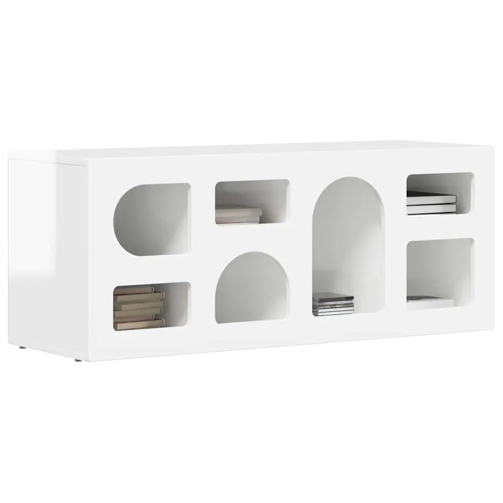 Mobile TV | Armadietto TV | Mobile Porta TV Bianco Lucido 100 x 35 x 40 cm Legno multistrato