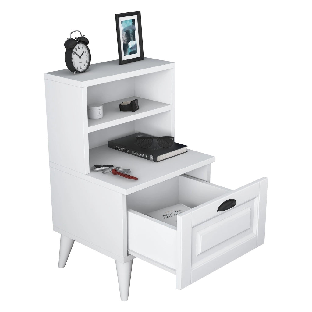 Offagna, Comodino un Ripiano, 45x40x74h cm Bianco