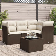 Set Divano da Giardino 5 pz con Cuscini Marrone in Polyrattan 3249432