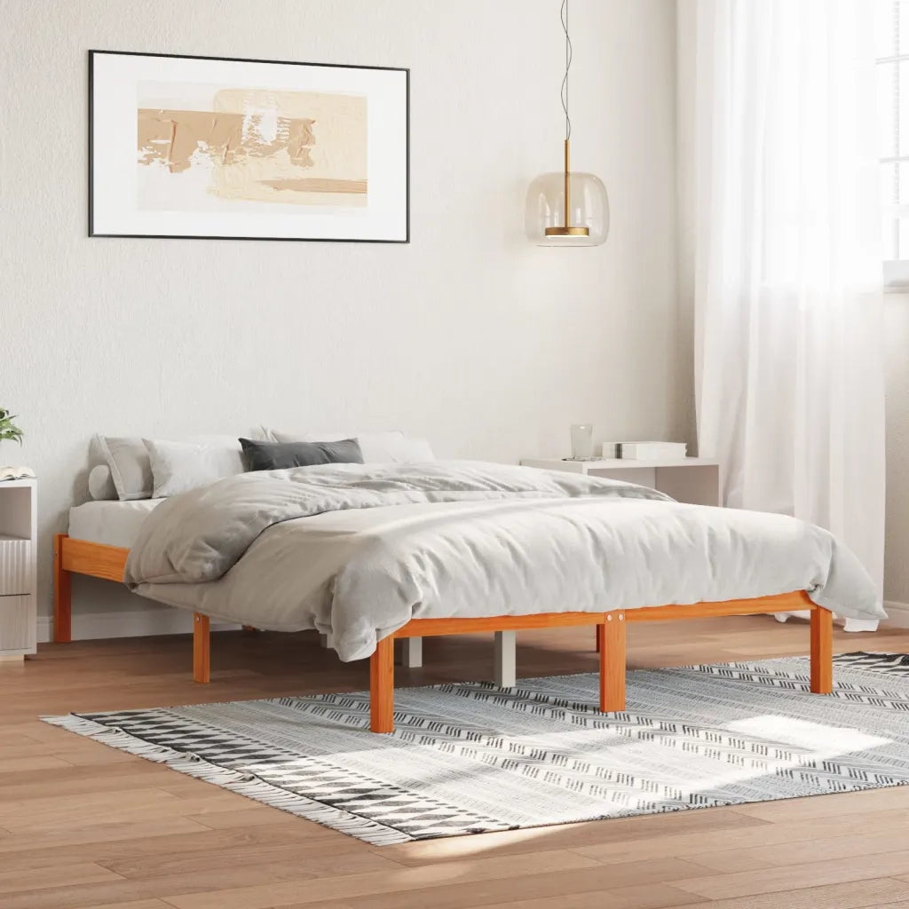 Letto matrimoniale | Letto per adulti | Letto senza Materasso Marrone Cera 135x190 cm in Legno di Pino