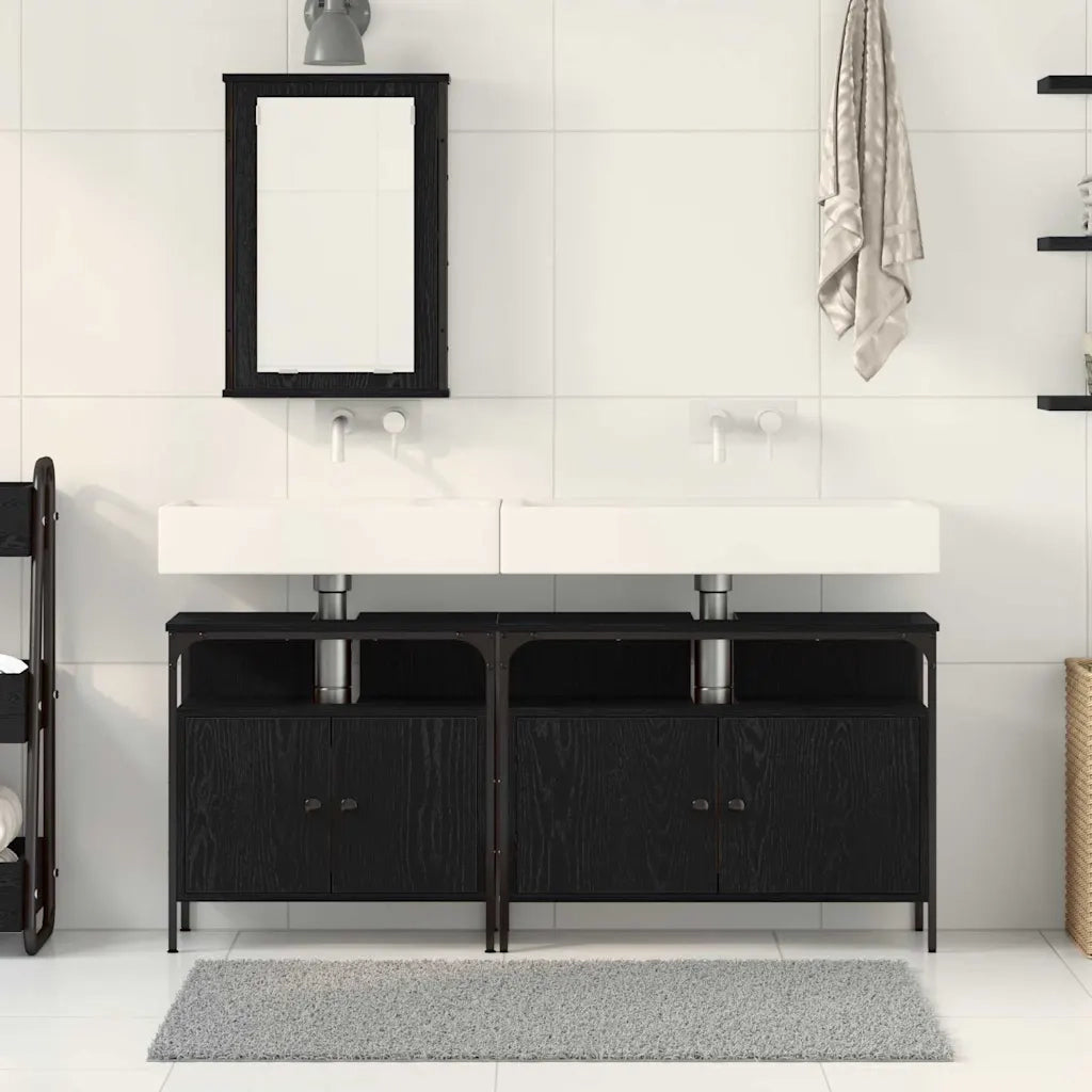 Unità da Bagno con lo scaffale 3 pcs Nero Legno multistrato 3334393