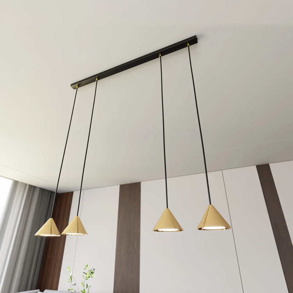 Sospensione Minimal Skadi 4 Luci In Acciaio Oro