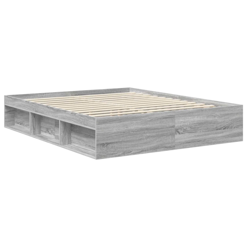 Letto matrimoniale | Letto per adulti | Struttura del letto con testiera Grigio Sonoma 160 x 200 cm