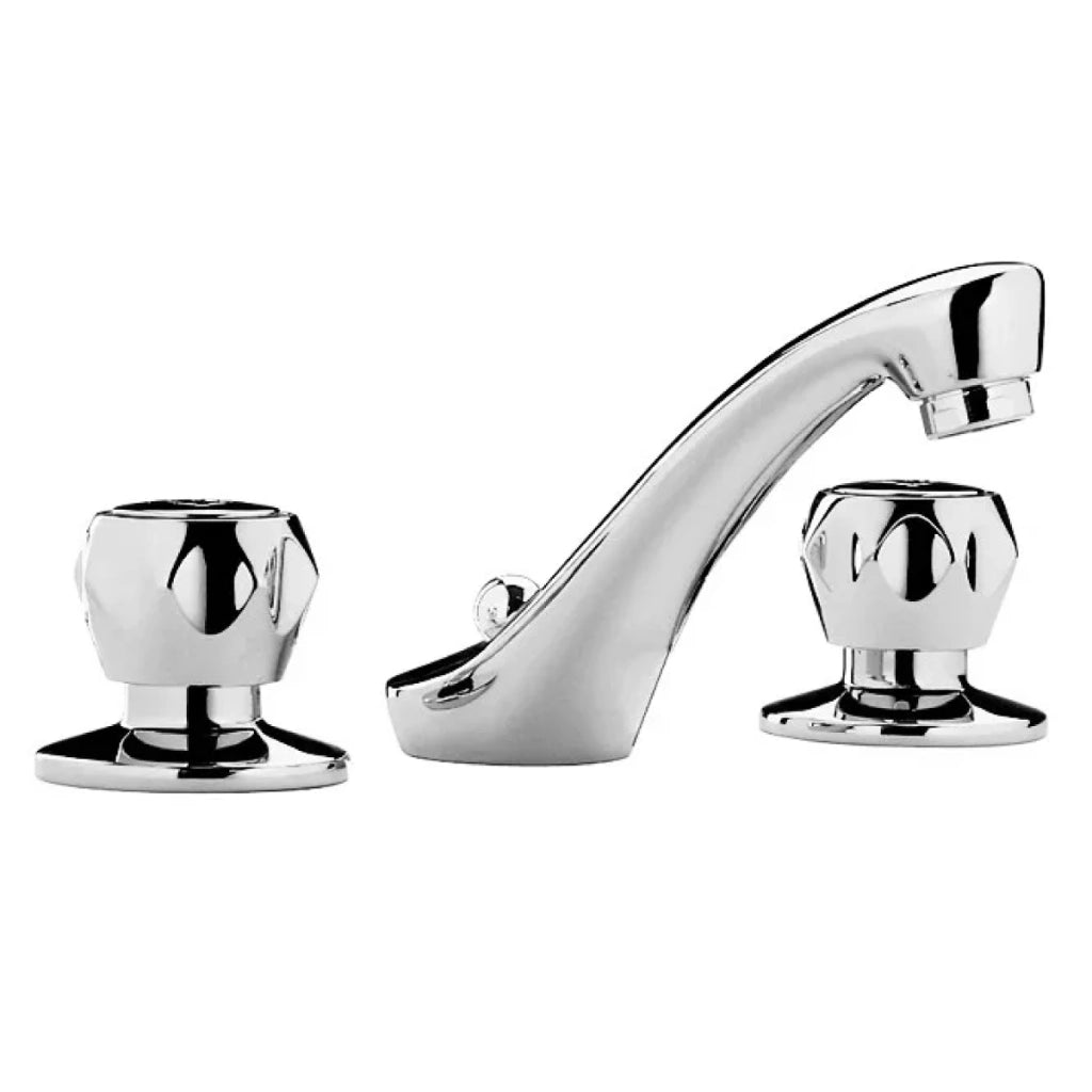 BATTERIA RUBINETTO LAVABO 3 FORI CON SALTELLO SERIE DANUBIO SCARICO 11/4"   RUBINETTERIA PAFFONI Spa