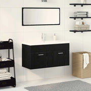 Set di mobili per il bagno 3 pcs Rovere Nero Legno multistrato 3334339