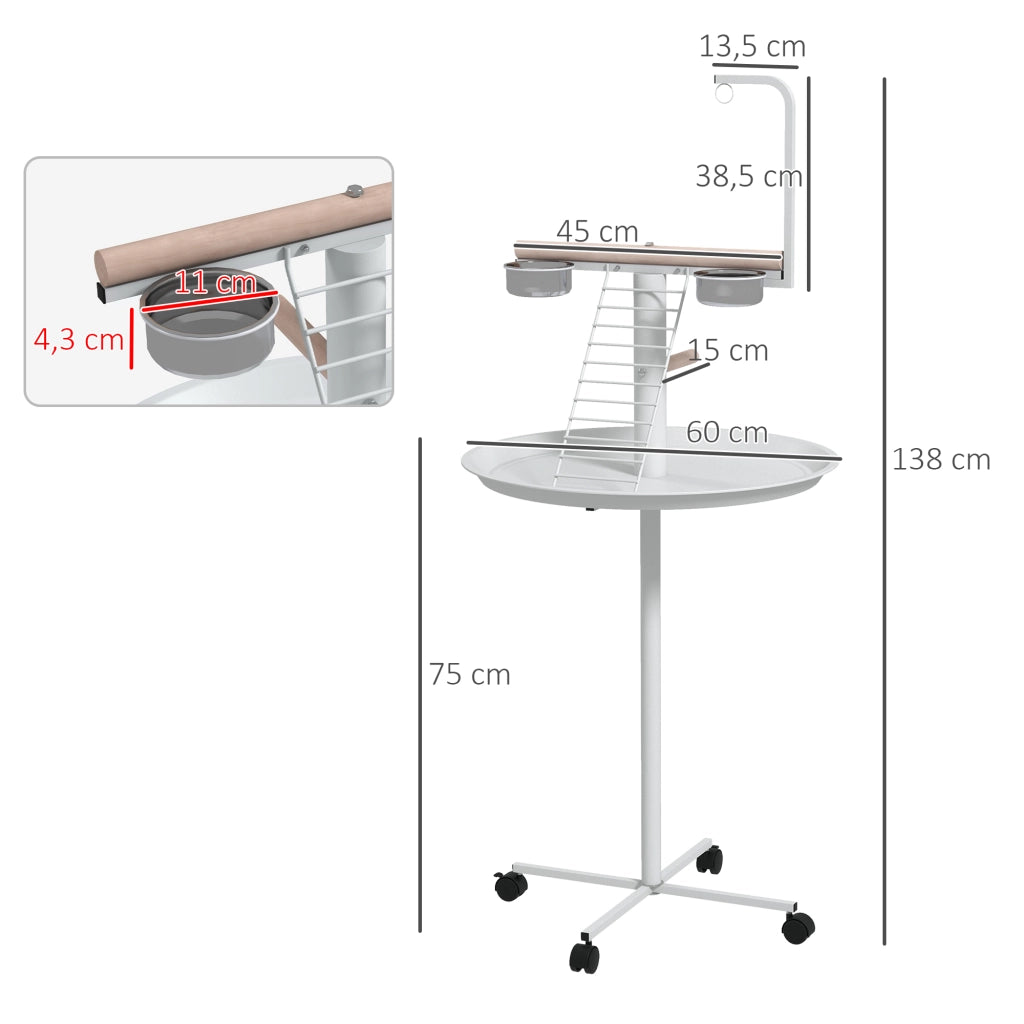 Mangiatoia per Uccelli con Ruote ¨C Minimal ¨C Bianco ?60x138 cm