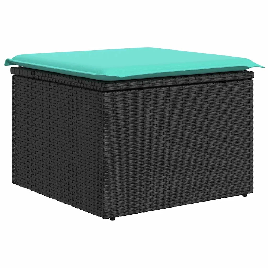 Set di divani con cuscino 7 pcs Nero e Turchese polyrattan 3354805