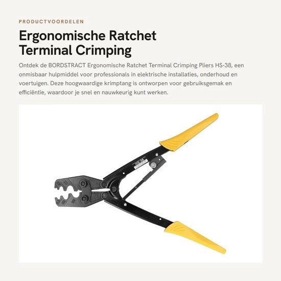 Strumento per Crimpatura a Ratchet Ergonomico per Terminali - Utilizzo Professionale - HS-38 - Alta Precisione - Adatto per Elettronica - Perfezionato per la Manutenzione