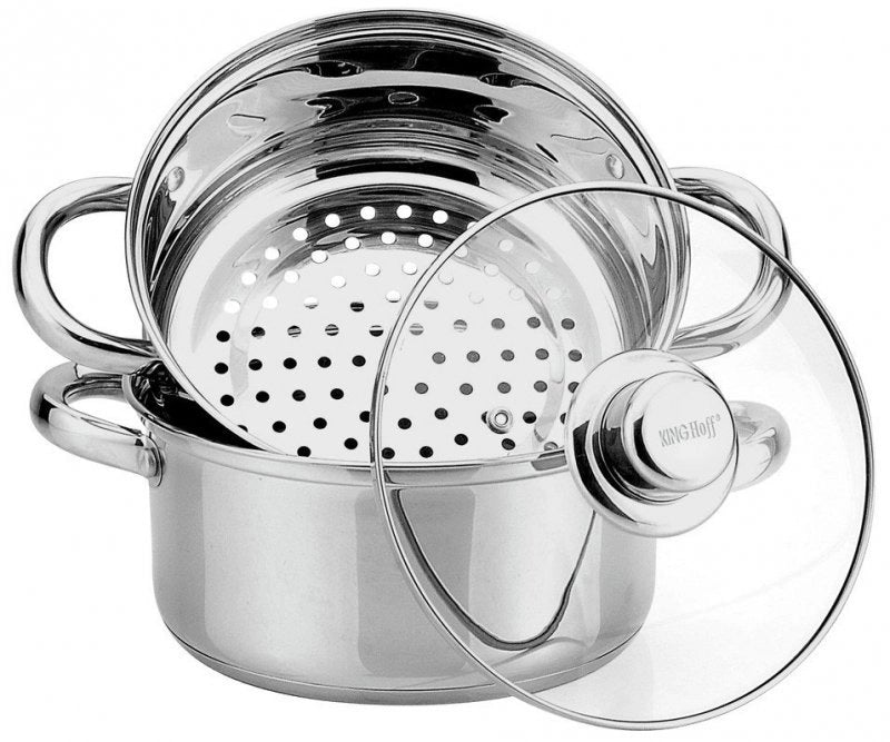 Set per cottura a vapore in acciaio inossidabile Kinghoff KH-3318 da 24 cm con manici Cool-Touch