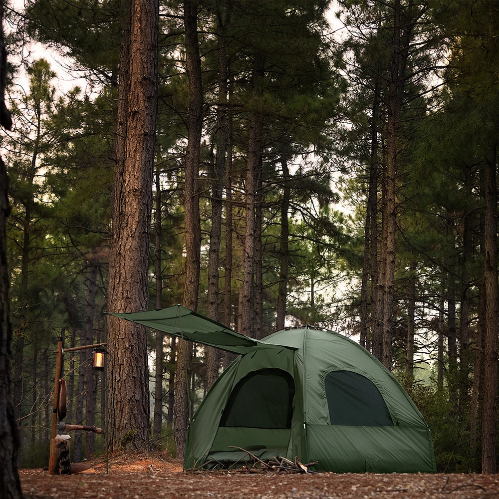 SoBuy Tenda da campeggio per 2 persone Letto a castello Tenda 4 in 1 con borsa di trasporto Brandina pieghevole campeggio Verde pratico 193 x 145 x 185 cm OGS61-L-GR