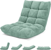 Sedia da Pavimento, Sedia Imbottita Regolabile in 14 Posizioni, Poltrona Salotto per Relax, Yoga, Lettura (Verde)