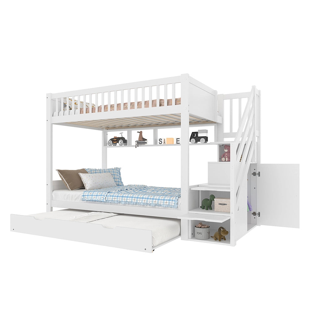 Letto a castello 90x200cm - Xylo - bianco, armadio, ripiani estraibili