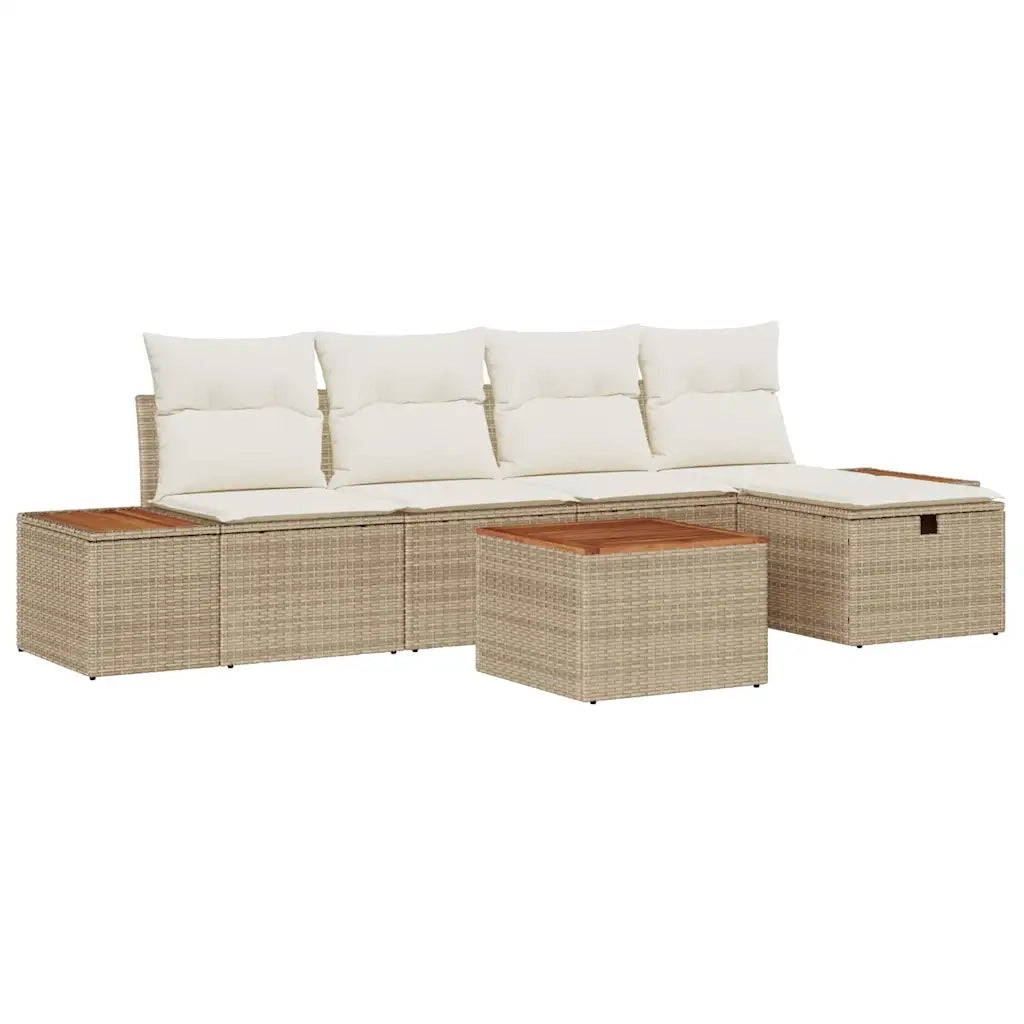 Set Divano da Giardino con cuscino 6 pcs Beige polyrattan 3359628