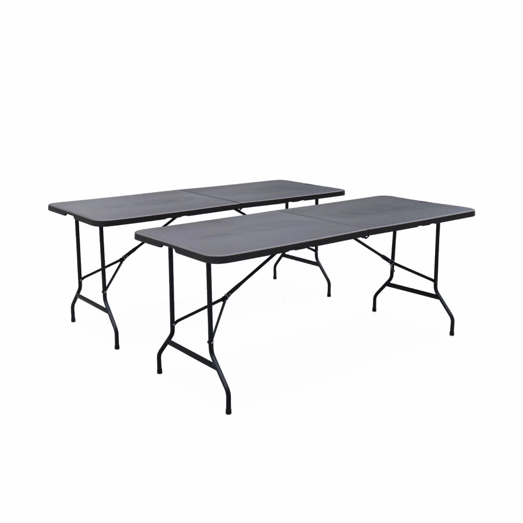 Set di 2 tavoli da ricevimento pieghevoli in plastica, grigio scuro