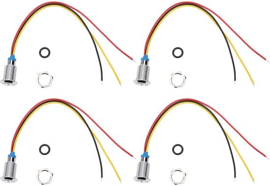Illuminazione LED Circolare - LED Preinstallati - 10 mm - Protezione IP67 - 12-24 V - Modifica Veicoli - 4 Pezzi - Lampada di Indicazione