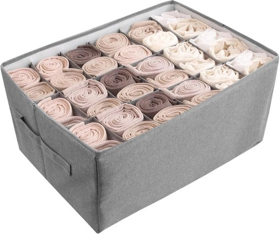 Organizzatore di armadio, sistema di caricamento, cassetta di archiviazione pieghevole con 12 contenitori per abiti, organizzatore di lavello per jeans, pantaloni, asciugamani, camicie, maglie, intimo, grigio (1 confezione)