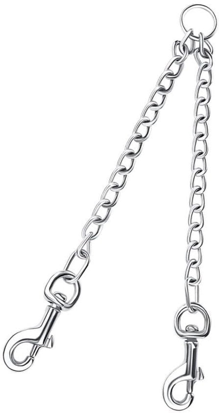 Cinturino per cani a doppia chiusura senza nodo - Acciaio inox - Per 2 cani - Alta resistenza al trascinamento - Duraturo e resistente all'usura - Cinturino per cani