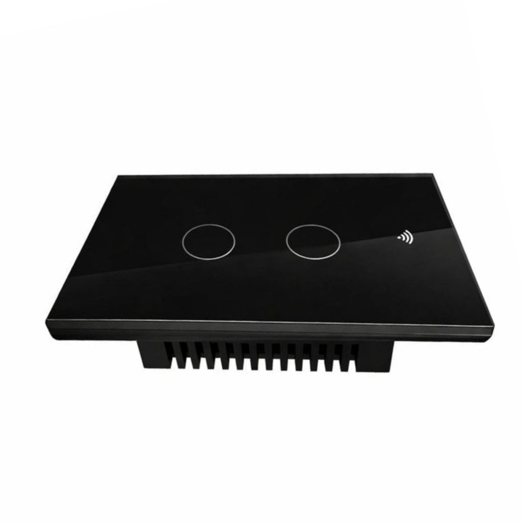 Interruttore Da Incasso Scatola 503, Touch Nero, WIFI 2.4G Matter, TUYA, Smart Life,Apple Home, Google Home, Alexa, SmartThings, 10A, AC 90-250V, 50/60HZ, 120X72X38mm, IP20,Disponibili 1,2,3 Tasti (2 Tasti)